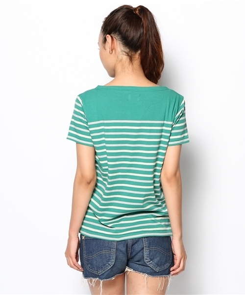 coen（コーエン）の「バスクパネルボーダーＴシャツ（Tシャツ/カットソー・レディース・オフホワイト/ピンク/ケリー/コバルトブルー・MEDIUM/SMALL/LARGE）」の7枚目の写真