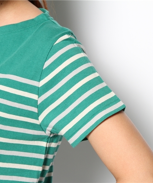 coen（コーエン）の「バスクパネルボーダーＴシャツ（Tシャツ/カットソー・レディース・オフホワイト/ピンク/ケリー/コバルトブルー・MEDIUM/SMALL/LARGE）」の9枚目の写真