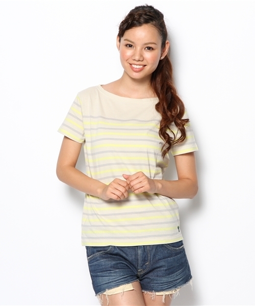 coen（コーエン）の「バスクパネルボーダーＴシャツ（Tシャツ/カットソー・レディース・オフホワイト/ピンク/ケリー/コバルトブルー・MEDIUM/SMALL/LARGE）」の14枚目の写真