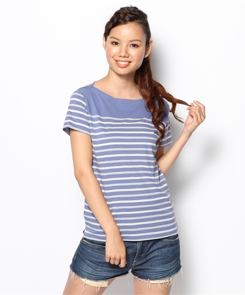 coen（コーエン）の「バスクパネルボーダーＴシャツ（Tシャツ/カットソー・レディース・オフホワイト/ピンク/ケリー/コバルトブルー・MEDIUM/SMALL/LARGE）」の12枚目の写真