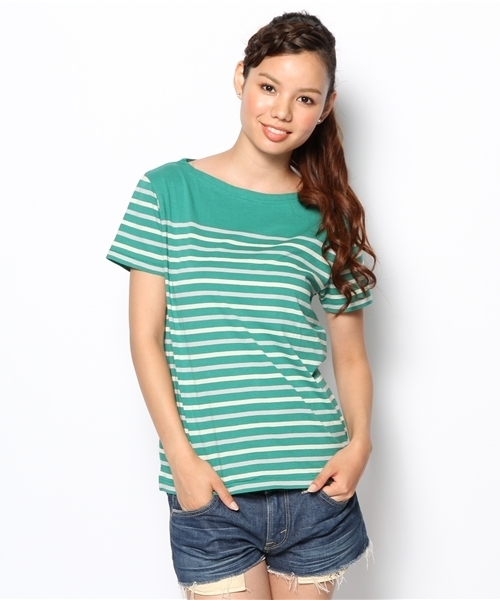 coen（コーエン）の「バスクパネルボーダーＴシャツ（Tシャツ/カットソー・レディース・オフホワイト/ピンク/ケリー/コバルトブルー・MEDIUM/SMALL/LARGE）」の13枚目の写真