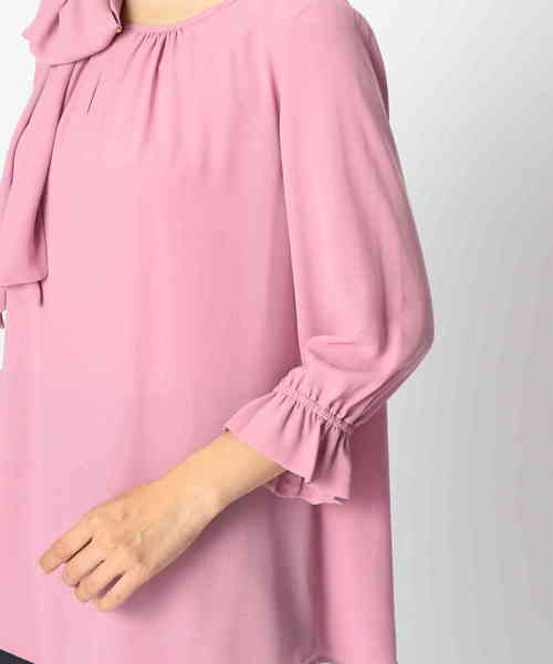 NARACAMICIE（ナラカミーチェ）の「ジョーゼットリボン付クルーネックブラウス（シャツ/ブラウス・レディース・ブラック/ベージュ/ボルドー/ピンク・SMALL/MEDIUM/LARGE）」の20枚目の写真