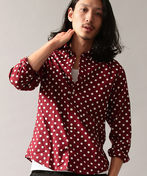 BEAUTY&YOUTH UNITED ARROWS（ビューティーアンドユースユナイテッドアローズ）の「by∴ 50/1 ビックドット プリント ボタンダウンシャツ◆（シャツ/ブラウス・メンズ・ブラック/コバルトブルー/ワイン・SMALL/MEDIUM/LARGE/X-LARGE）」の3枚目の写真