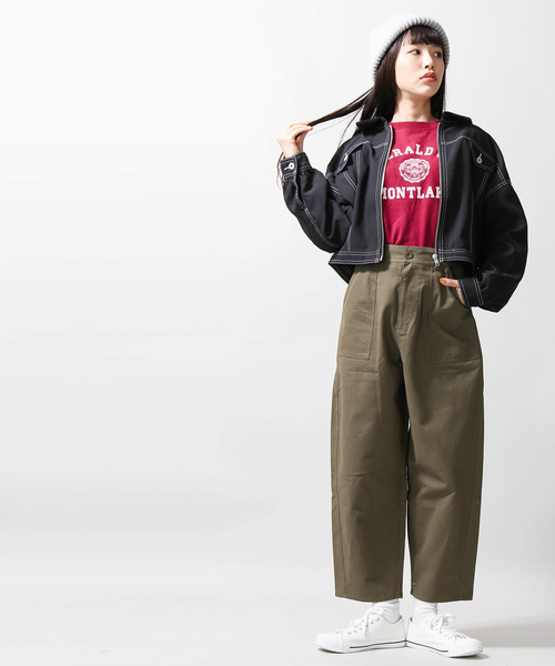WEGO（ウィゴー）の「WEGO/ステッチバックベルトGジャン（デニムジャケット・レディース・ブラック/ブラウン・FREE）」の10枚目の写真