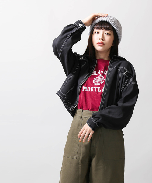 WEGO（ウィゴー）の「WEGO/ステッチバックベルトGジャン（デニムジャケット・レディース・ブラック/ブラウン・FREE）」の8枚目の写真