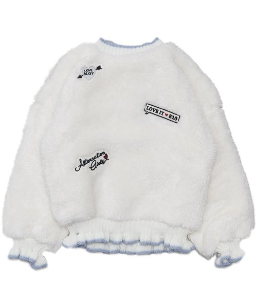 algy(アルジー)の「ワッペン付きボアトレーナー(スウェット・キッズ・ブラック/ベージュ/オフホワイト・SMALL/MEDIUM/X-SMALL/XX-SMALL)」の2枚目の写真