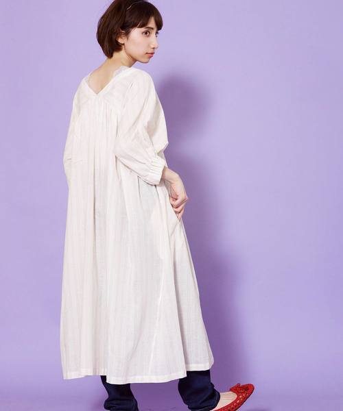 As Know As Pinky アズノゥアズピンキー の Vっと抜かしてストライプワンピース シャツワンピース Wear