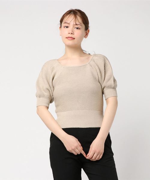 Cheek(チーク)の「ガーター編みパフ袖ニット(ニット/セーター・レディース・アイボリー/レンガ/ミント・MEDIUM)」の11枚目の写真