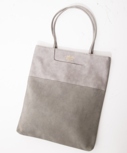 WEB限定】and mikka / レザー キリカエ 縦型 トートバッグ