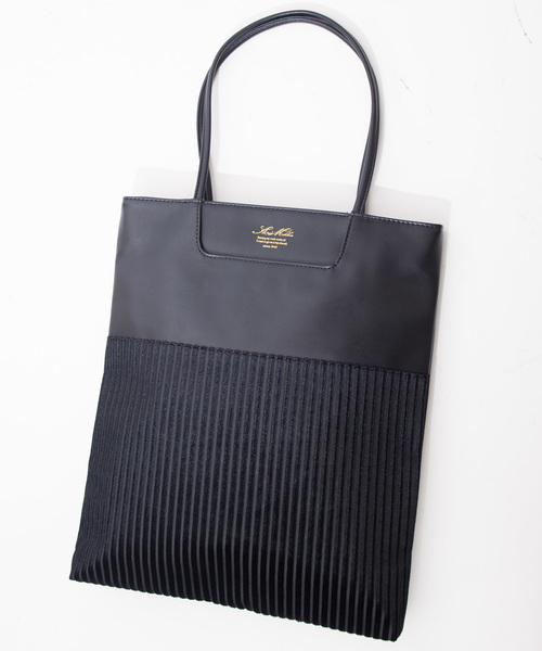 WEB限定】and mikka / レザー キリカエ 縦型 トートバッグ
