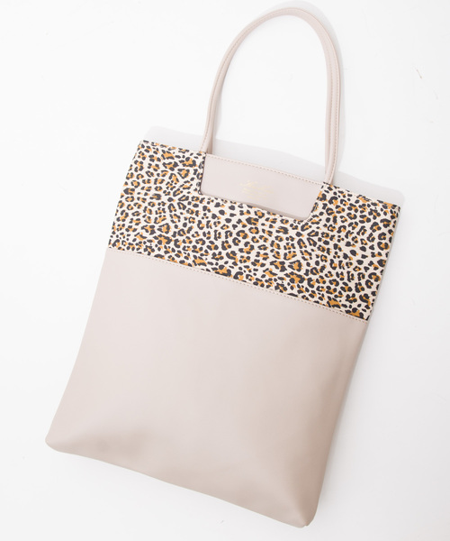 WEB限定】and mikka / レザー キリカエ 縦型 トートバッグ