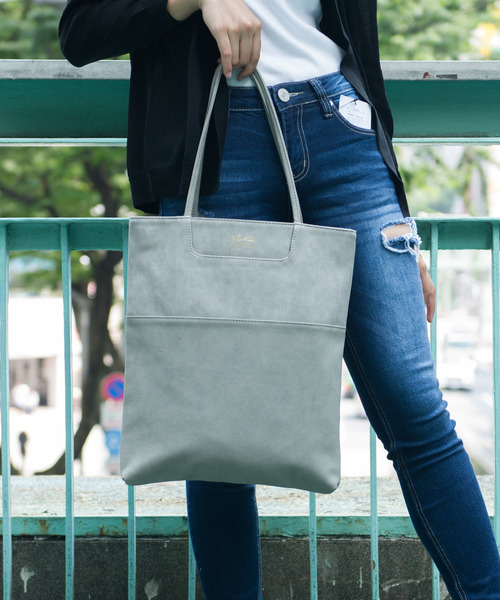 WEB限定】and mikka / レザー キリカエ 縦型 トートバッグ（トート