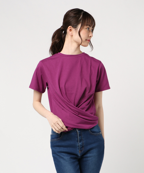 Culture Medium(カルチャーミディアム)の「30s二重地天竺ツイストTシャツ(Tシャツ/カットソー・レディース・ホワイト/ブラック/ベージュ/ピンク・FREE)」の5枚目の写真