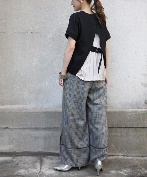 &g'aime（アンジェム）の「【&g'aime】バックプリーツスイッチブラウス（Tシャツ/カットソー・レディース・ブルー/ブラック/ホワイト・FREE）」の10枚目の写真