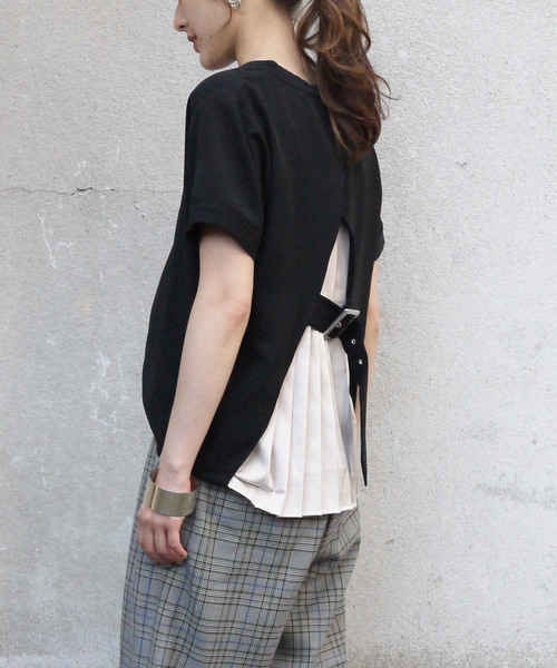 &g'aime（アンジェム）の「【&g'aime】バックプリーツスイッチブラウス（Tシャツ/カットソー・レディース・ブルー/ブラック/ホワイト・FREE）」の11枚目の写真