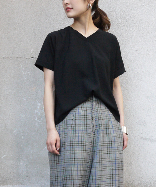 &g'aime（アンジェム）の「【&g'aime】バックプリーツスイッチブラウス（Tシャツ/カットソー・レディース・ブルー/ブラック/ホワイト・FREE）」の12枚目の写真