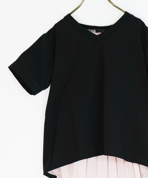 &g'aime（アンジェム）の「【&g'aime】バックプリーツスイッチブラウス（Tシャツ/カットソー・レディース・ブルー/ブラック/ホワイト・FREE）」の14枚目の写真