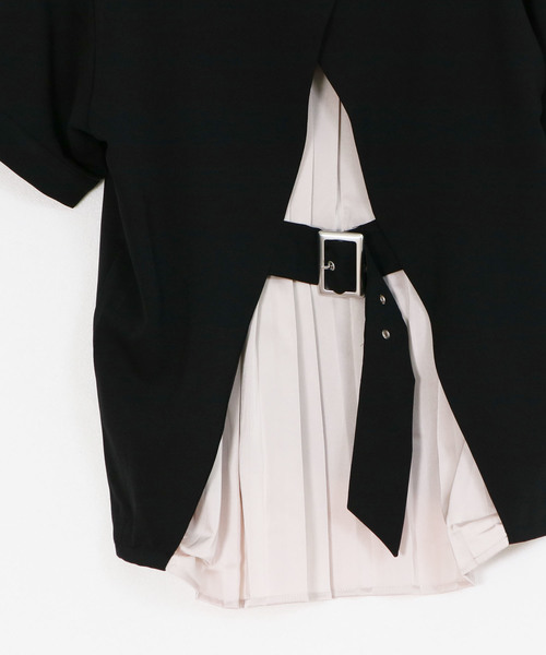 &g'aime（アンジェム）の「【&g'aime】バックプリーツスイッチブラウス（Tシャツ/カットソー・レディース・ブルー/ブラック/ホワイト・FREE）」の16枚目の写真