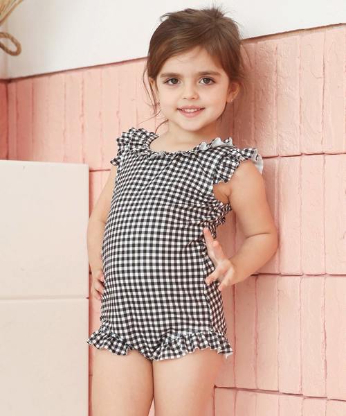 OSYAREVO(オシャレボ)の「キッズ バックシャン フリル ワンピース 水着(水着・キッズ・ブラック/ピンク/ライトブルー/レッド・110/120/130/140/150)」の5枚目の写真