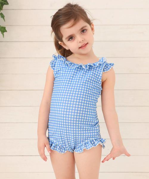 OSYAREVO(オシャレボ)の「キッズ バックシャン フリル ワンピース 水着(水着・キッズ・ブラック/ピンク/ライトブルー/レッド・110/120/130/140/150)」の16枚目の写真