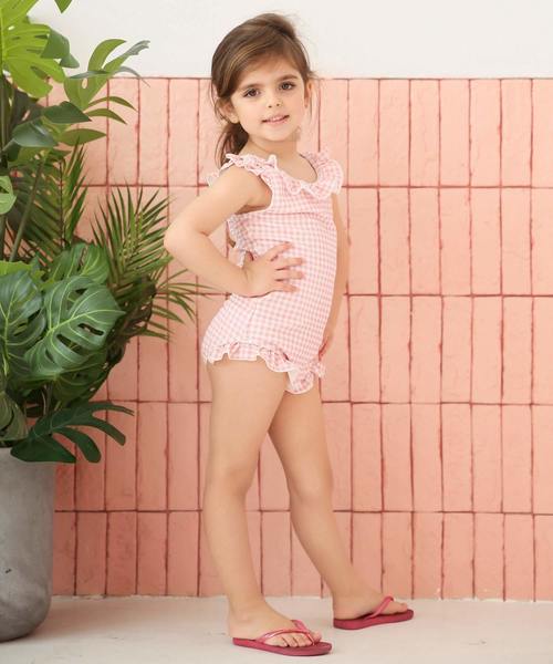 OSYAREVO(オシャレボ)の「キッズ バックシャン フリル ワンピース 水着(水着・キッズ・ブラック/ピンク/ライトブルー/レッド・110/120/130/140/150)」の12枚目の写真