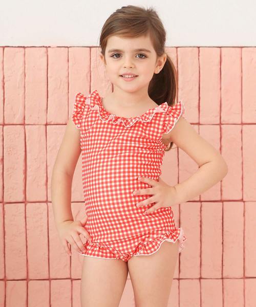 OSYAREVO(オシャレボ)の「キッズ バックシャン フリル ワンピース 水着(水着・キッズ・ブラック/ピンク/ライトブルー/レッド・110/120/130/140/150)」の13枚目の写真