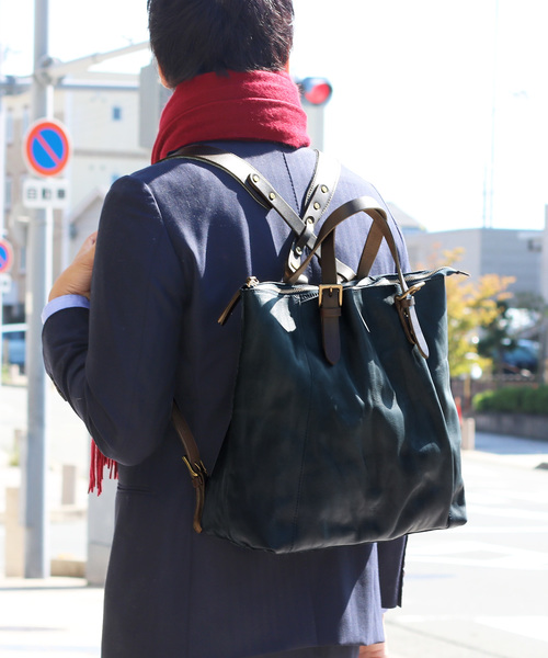 HALEINE（アレンヌ）の「[HALEINE]牛革レザーリュックサック（バックパック/リュック・レディース・キャメル/ブルー/ネイビー/ダークブラウン・FREE）」の4枚目の写真