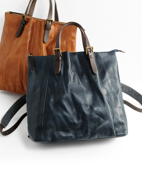HALEINE（アレンヌ）の「[HALEINE]牛革レザーリュックサック（バックパック/リュック・レディース・キャメル/ブルー/ネイビー/ダークブラウン・FREE）」の10枚目の写真