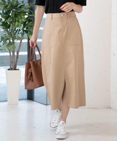 KOBE LETTUCE（コウベレタス）の「フロントスリットセミフレアスカート（スカート・レディース・ベージュ/インディゴブルー/アイボリー/ブルー系その他・FREE）」の3枚目の写真