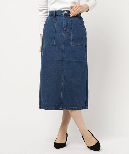 KOBE LETTUCE（コウベレタス）の「フロントスリットセミフレアスカート（スカート・レディース・ベージュ/インディゴブルー/アイボリー/ブルー系その他・FREE）」の7枚目の写真