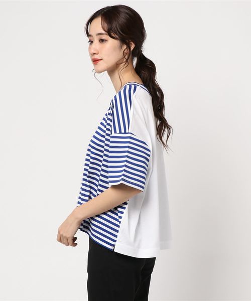 新品 mizuiroind ボーダー オーバーサイズ トップス mizuiroind（ミズイロインド）の「ボーダーワイドT（Tシャツ