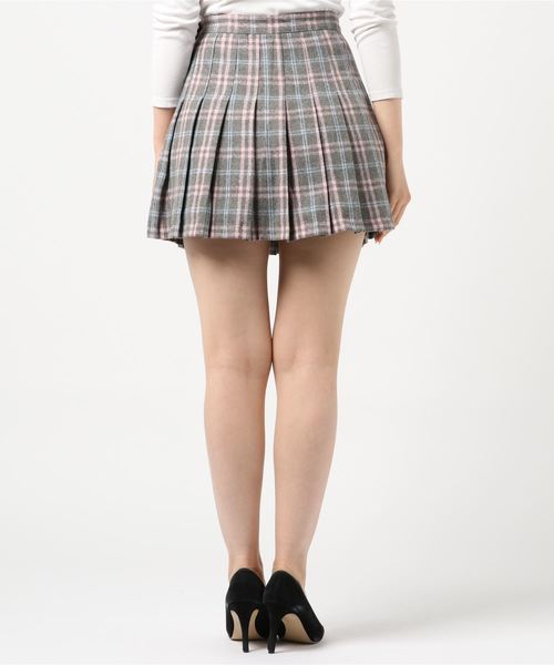 DING(ディング)の「DING/チェック柄プリーツミニスカート(スカート・レディース・グレー/ブラック・FREE)」の5枚目の写真