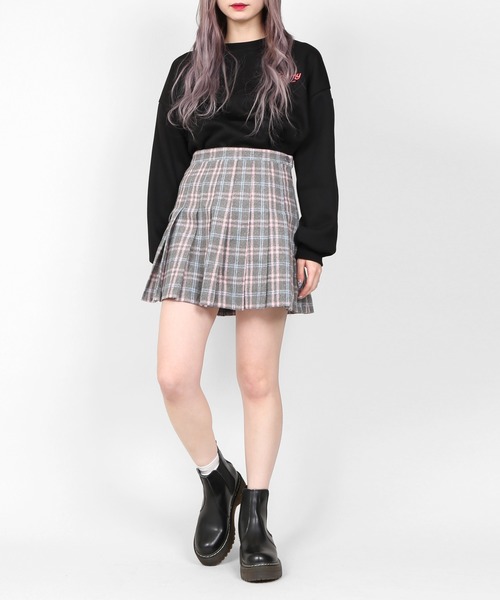 DING(ディング)の「DING/チェック柄プリーツミニスカート(スカート・レディース・グレー/ブラック・FREE)」の10枚目の写真