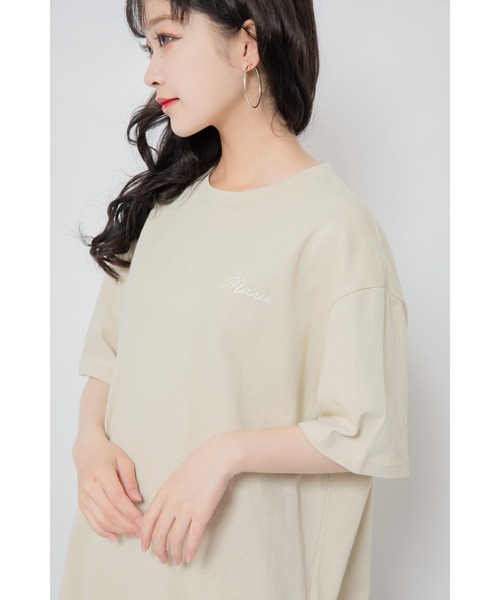 Mysa&Liina（ミーサリーナ）の「ワンポイントロゴビッグシルエットTシャツ（Tシャツ/カットソー・レディース・ブラック/ブラウン/ベージュ/オフホワイト・M）」の4枚目の写真