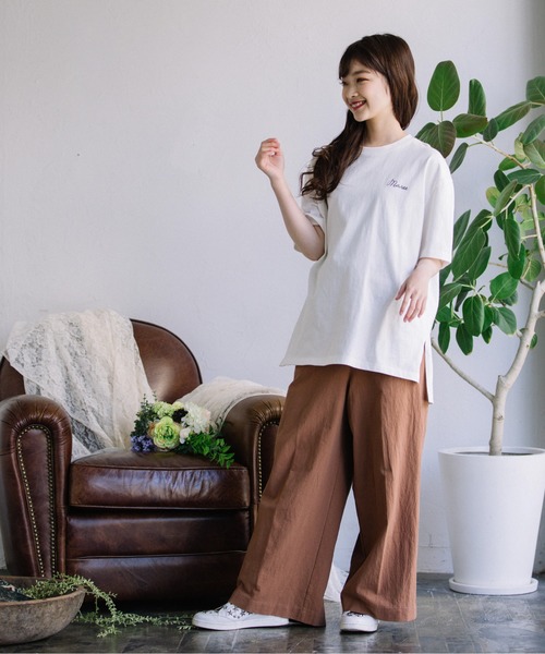 Mysa&Liina（ミーサリーナ）の「ワンポイントロゴビッグシルエットTシャツ（Tシャツ/カットソー・レディース・ブラック/ブラウン/ベージュ/オフホワイト・M）」の9枚目の写真