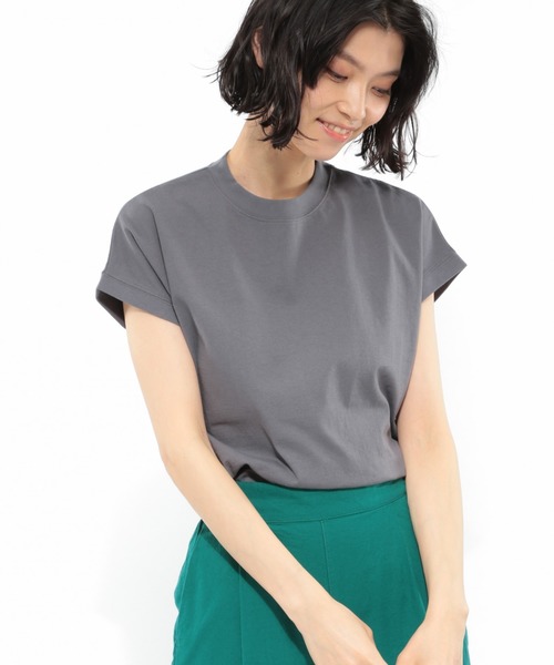 LAKOLE（ラコレ）の「USAコットンスタンドネックTシャツ / LAKOLE（Tシャツ/カットソー・レディース・ブラック/エンジ/グレー/オフホワイト/カーキ/ライトブラウン・SMALL/MEDIUM）」の4枚目の写真