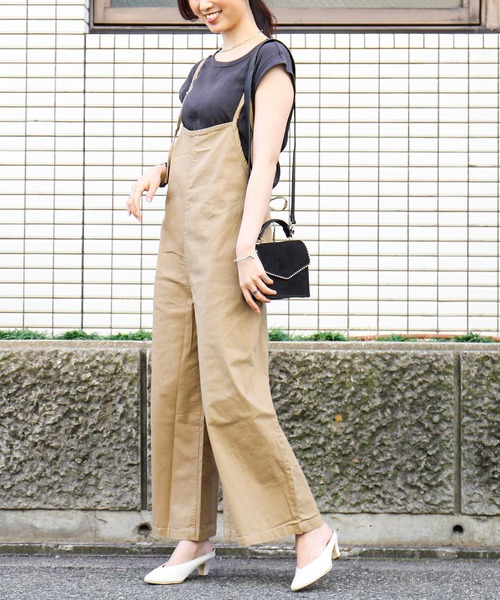 Fashion Letter（ファッションレター）の「バックレースアップ ツイル オールインワン（サロペット/オーバーオール・レディース・カーキ/ベージュ/ブラック・L/3L/LL/M/4L）」の16枚目の写真