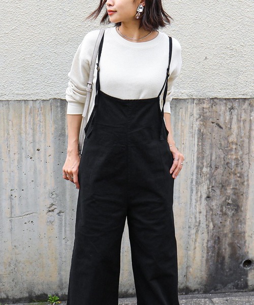 Fashion Letter（ファッションレター）の「バックレースアップ ツイル オールインワン（サロペット/オーバーオール・レディース・カーキ/ベージュ/ブラック・L/3L/LL/M/4L）」の13枚目の写真