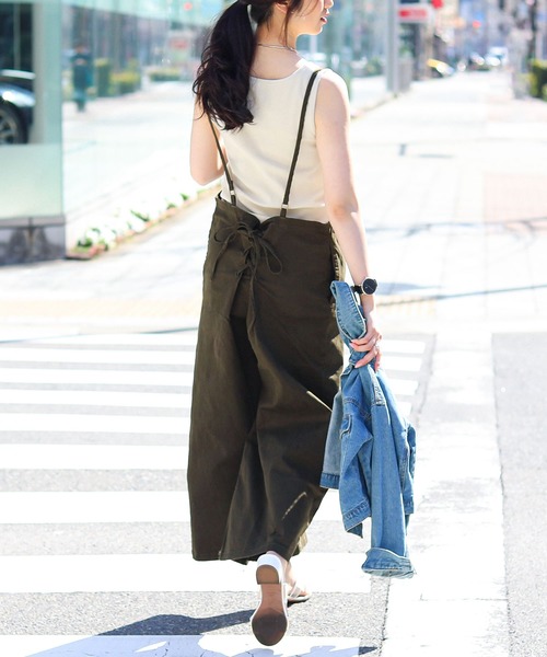 Fashion Letter（ファッションレター）の「バックレースアップ ツイル オールインワン（サロペット/オーバーオール・レディース・カーキ/ベージュ/ブラック・L/3L/LL/M/4L）」の15枚目の写真