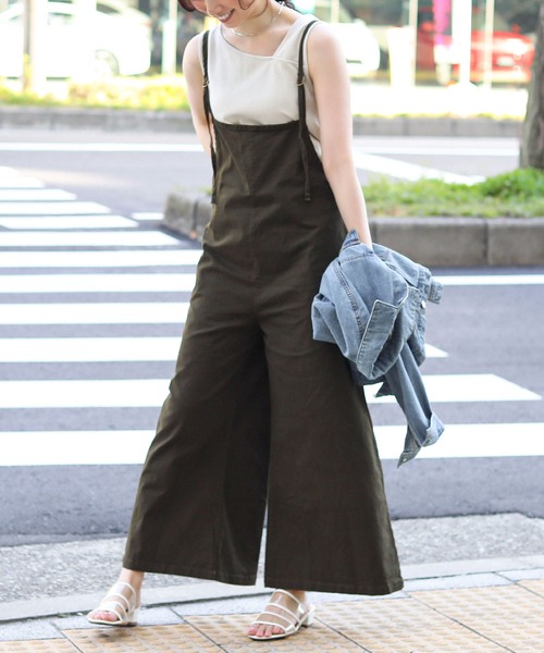 Fashion Letter（ファッションレター）の「バックレースアップ ツイル オールインワン（サロペット/オーバーオール・レディース・カーキ/ベージュ/ブラック・L/3L/LL/M/4L）」の7枚目の写真