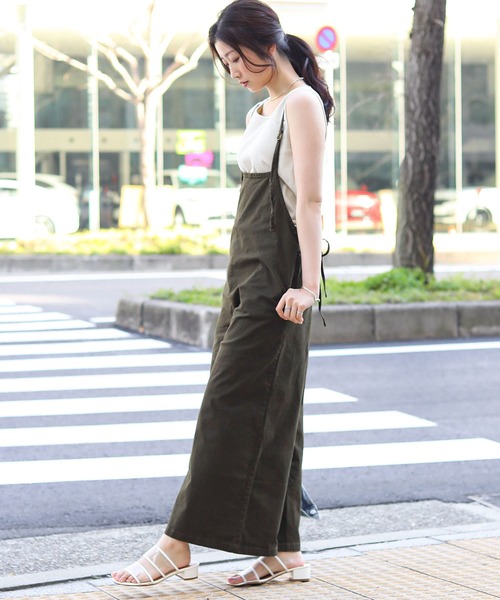 Fashion Letter（ファッションレター）の「バックレースアップ ツイル オールインワン（サロペット/オーバーオール・レディース・カーキ/ベージュ/ブラック・L/3L/LL/M/4L）」の10枚目の写真