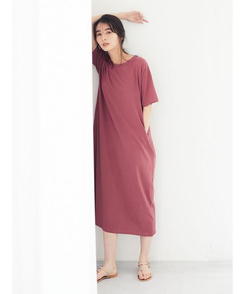 Green　Parks（グリーンパークス）の「クルーネックカットワンピース＊★（ワンピース・レディース・ブラック/ベージュ/テラコッタ・FREE）」の7枚目の写真