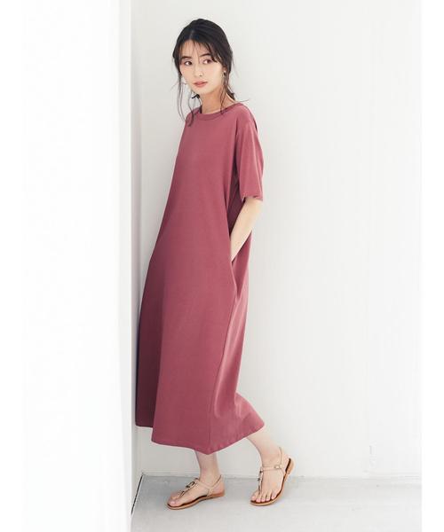 Green　Parks（グリーンパークス）の「クルーネックカットワンピース＊★（ワンピース・レディース・ブラック/ベージュ/テラコッタ・FREE）」の8枚目の写真