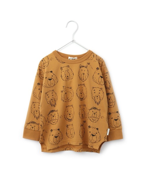 MAKE YOUR DAY(メイクユアデイ)の「くまの顔長袖Tシャツ■80~140cm(Tシャツ/カットソー・キッズ・ベージュ/グレー/キャメル・90/100/110/120/130/140/80)」の3枚目の写真