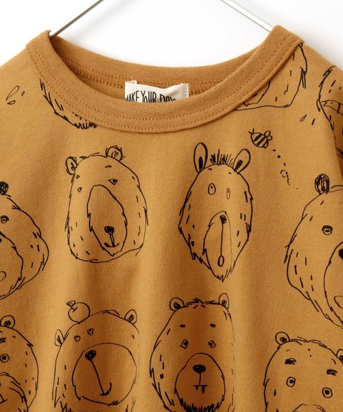 MAKE YOUR DAY(メイクユアデイ)の「くまの顔長袖Tシャツ■80~140cm(Tシャツ/カットソー・キッズ・ベージュ/グレー/キャメル・90/100/110/120/130/140/80)」の7枚目の写真