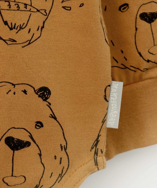 MAKE YOUR DAY(メイクユアデイ)の「くまの顔長袖Tシャツ■80~140cm(Tシャツ/カットソー・キッズ・ベージュ/グレー/キャメル・90/100/110/120/130/140/80)」の10枚目の写真