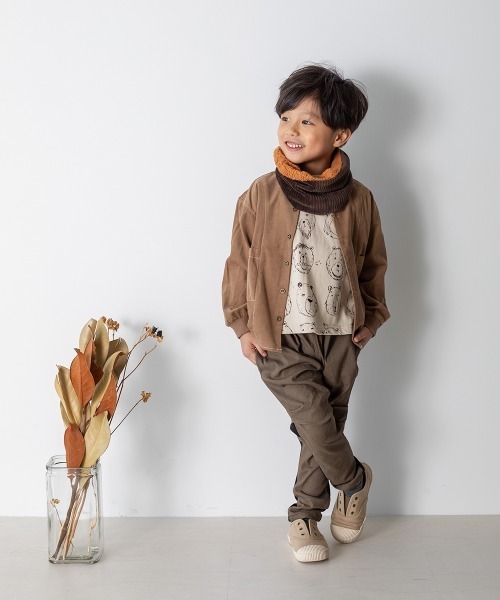 MAKE YOUR DAY(メイクユアデイ)の「くまの顔長袖Tシャツ■80~140cm(Tシャツ/カットソー・キッズ・ベージュ/グレー/キャメル・90/100/110/120/130/140/80)」の14枚目の写真