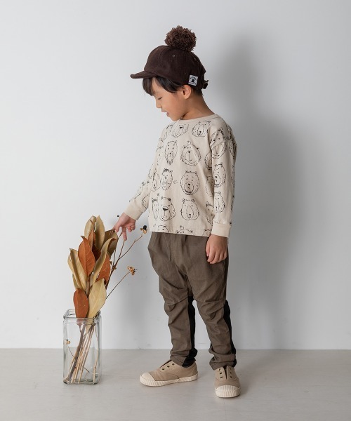 MAKE YOUR DAY(メイクユアデイ)の「くまの顔長袖Tシャツ■80~140cm(Tシャツ/カットソー・キッズ・ベージュ/グレー/キャメル・90/100/110/120/130/140/80)」の13枚目の写真