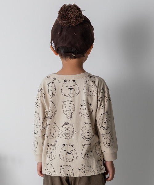MAKE YOUR DAY(メイクユアデイ)の「くまの顔長袖Tシャツ■80~140cm(Tシャツ/カットソー・キッズ・ベージュ/グレー/キャメル・90/100/110/120/130/140/80)」の12枚目の写真