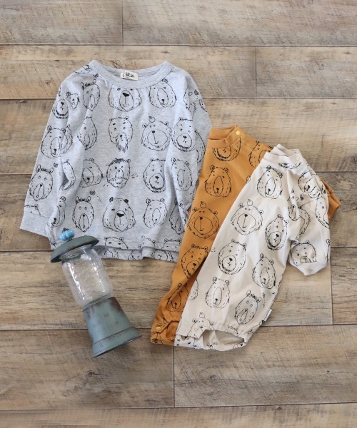 MAKE YOUR DAY(メイクユアデイ)の「くまの顔長袖Tシャツ■80~140cm(Tシャツ/カットソー・キッズ・ベージュ/グレー/キャメル・90/100/110/120/130/140/80)」の16枚目の写真